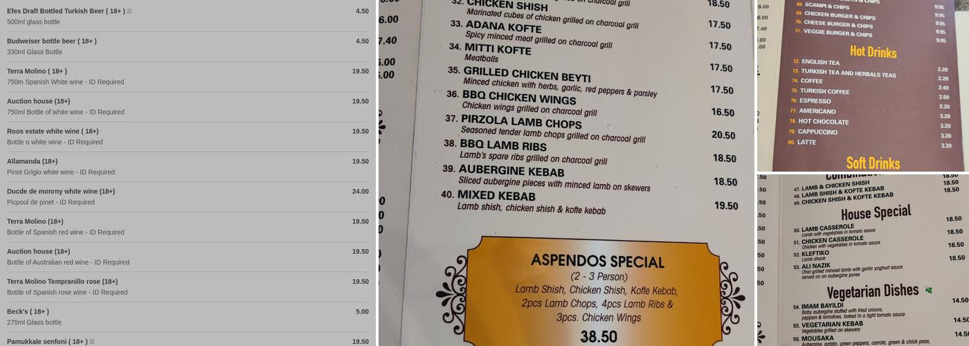 Aspendos Deal Menu