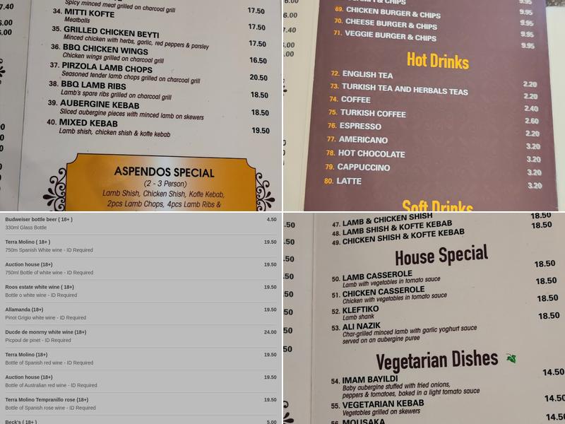 Aspendos Deal Menu