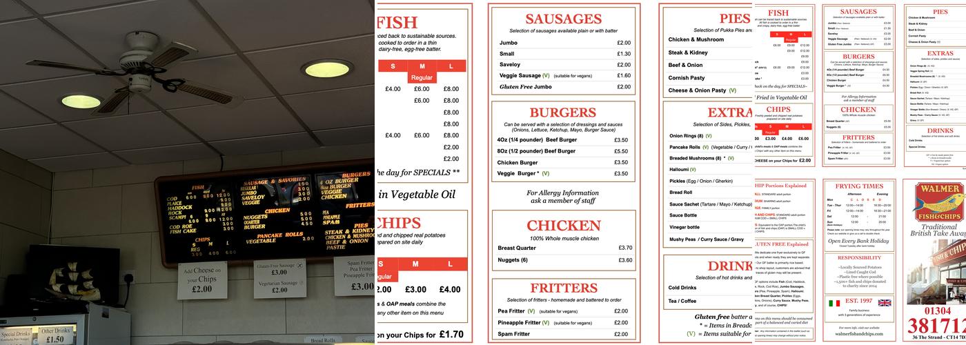 Walmer Fish & Chips Menu