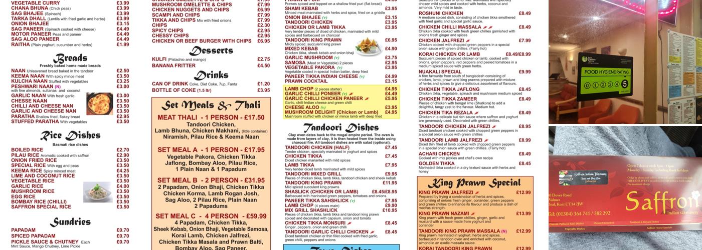 Saffron Menu