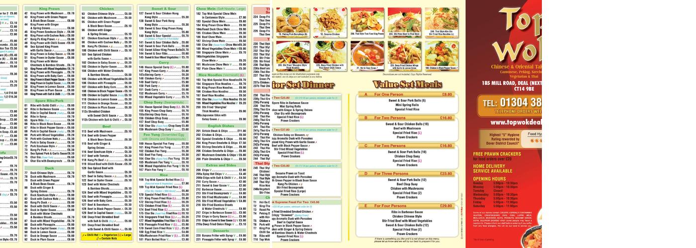 Top Wok Chinese Takeaway Menu