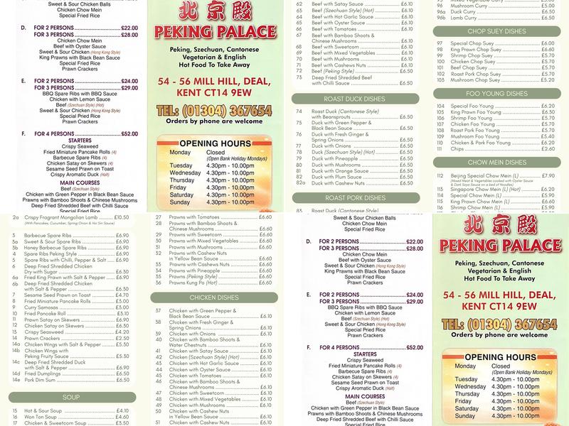 Peking Palace Menu