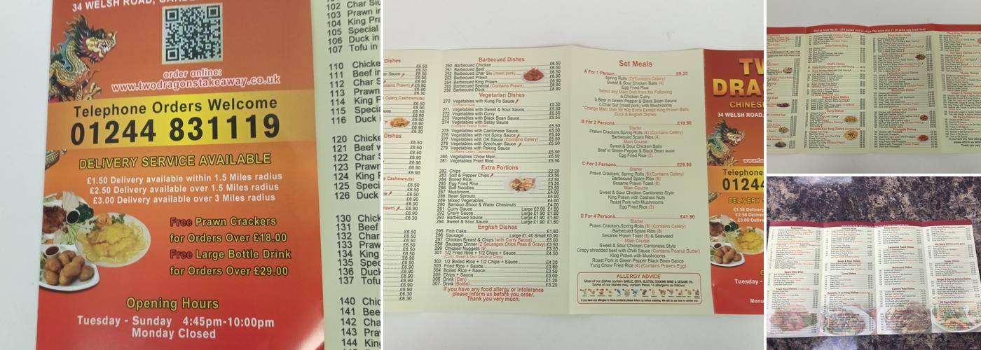 Two Dragons Menu