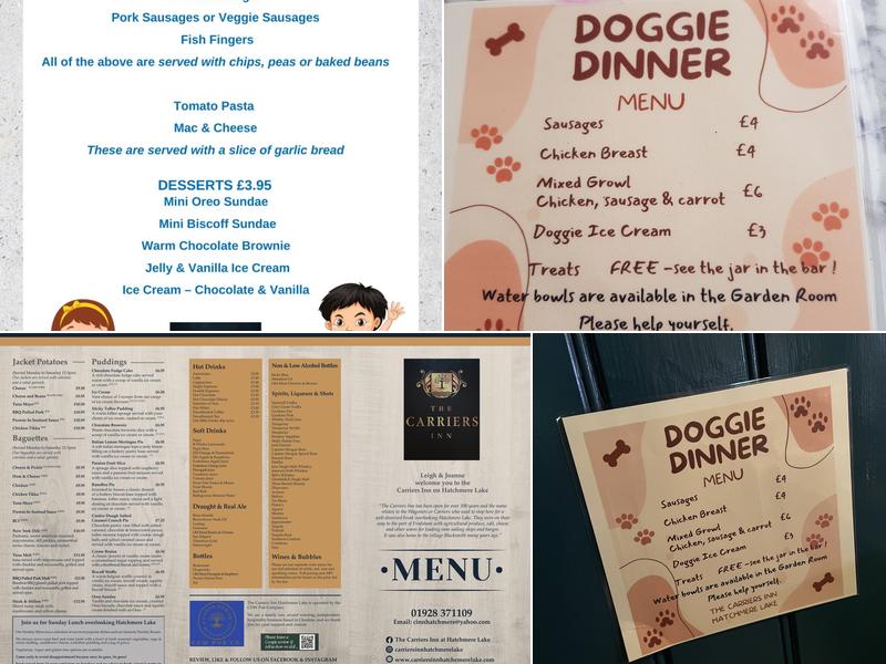 The Carriers Inn Hatchmere Lake Menu