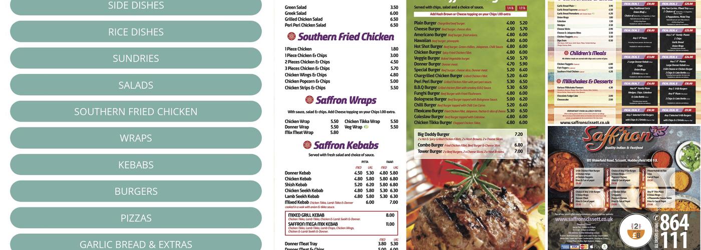Saffron Menu