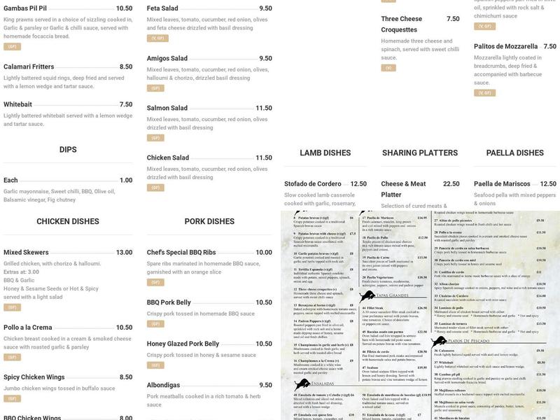 Los Amigos Tapas Menu