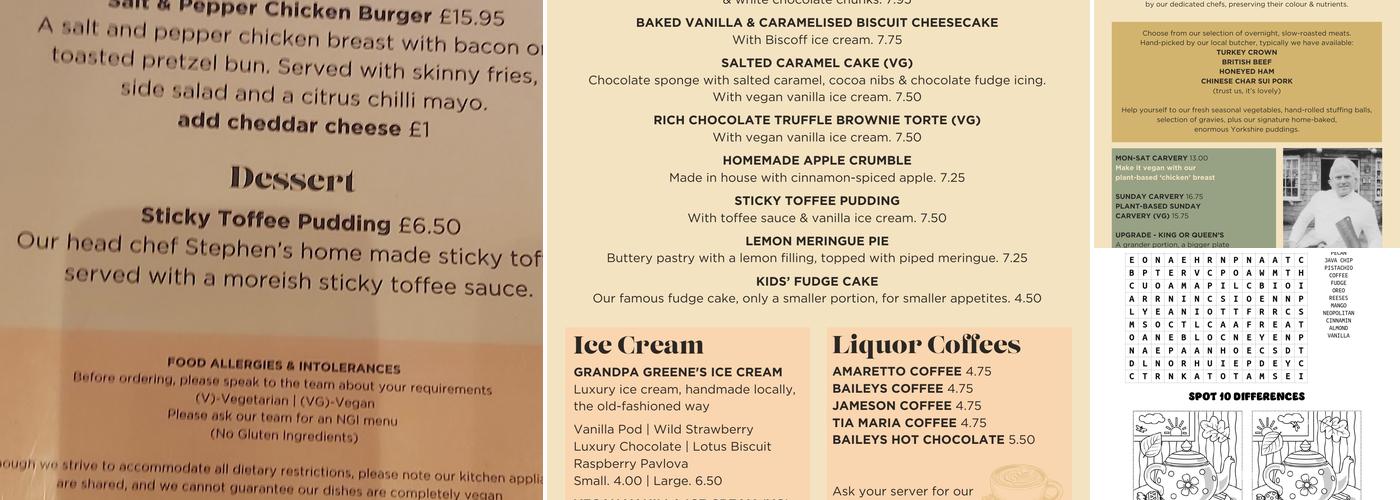 The Fletchers Arms Menu