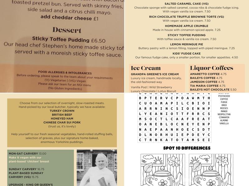 The Fletchers Arms Menu