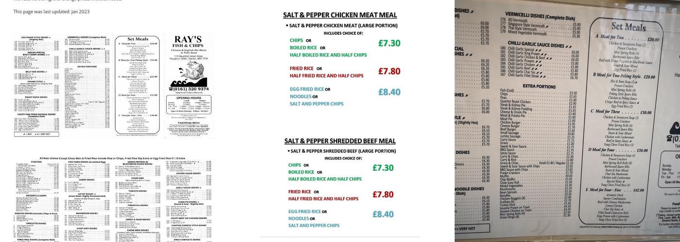 Ray's Fish & Chips Menu