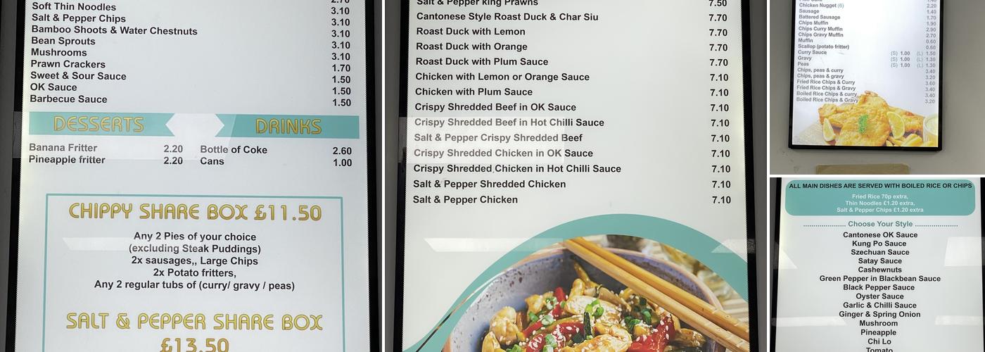 Chung's Fish and Chips Menu