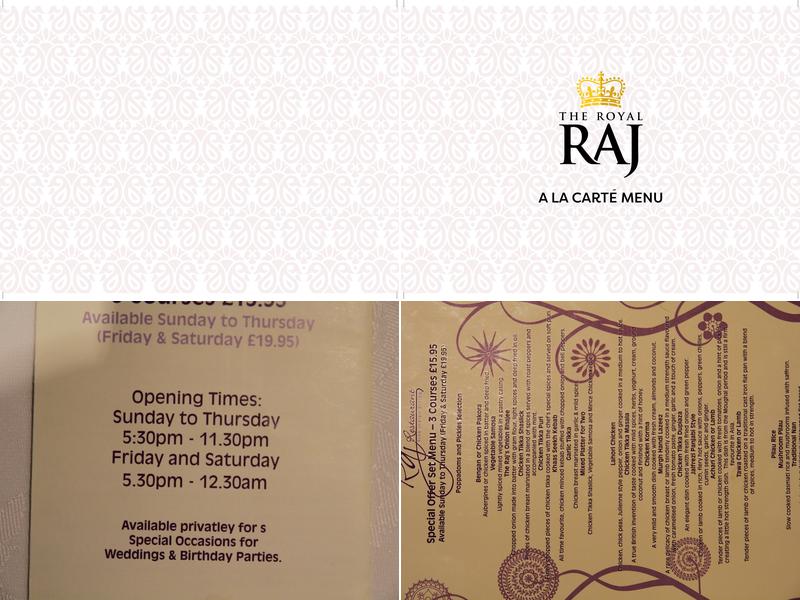 The Royal Raj Menu