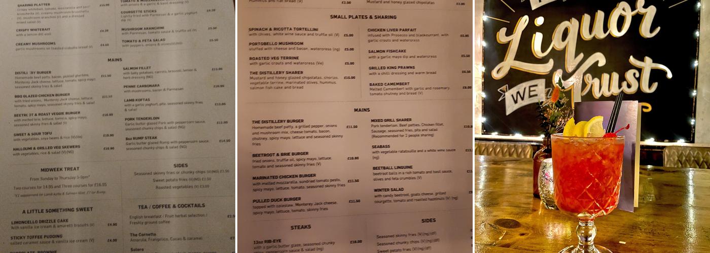 The Distillery Menu