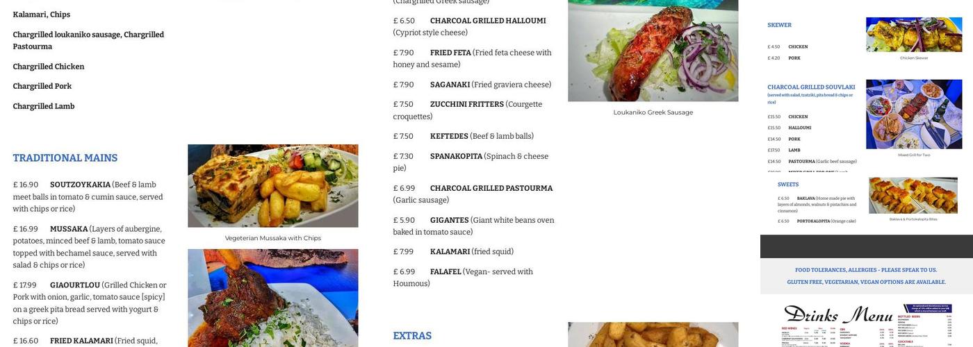 Zorba The Greek Derby Menu