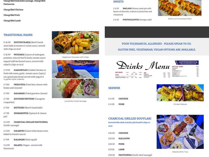 Zorba The Greek Derby Menu