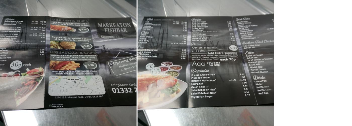 Markeaton Fish Bar Menu