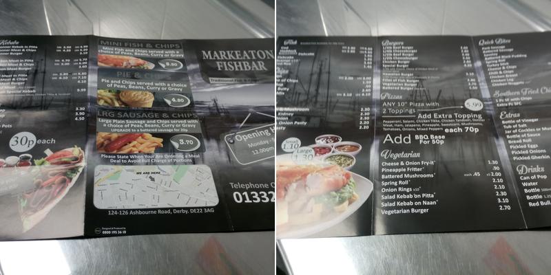 Markeaton Fish Bar Menu