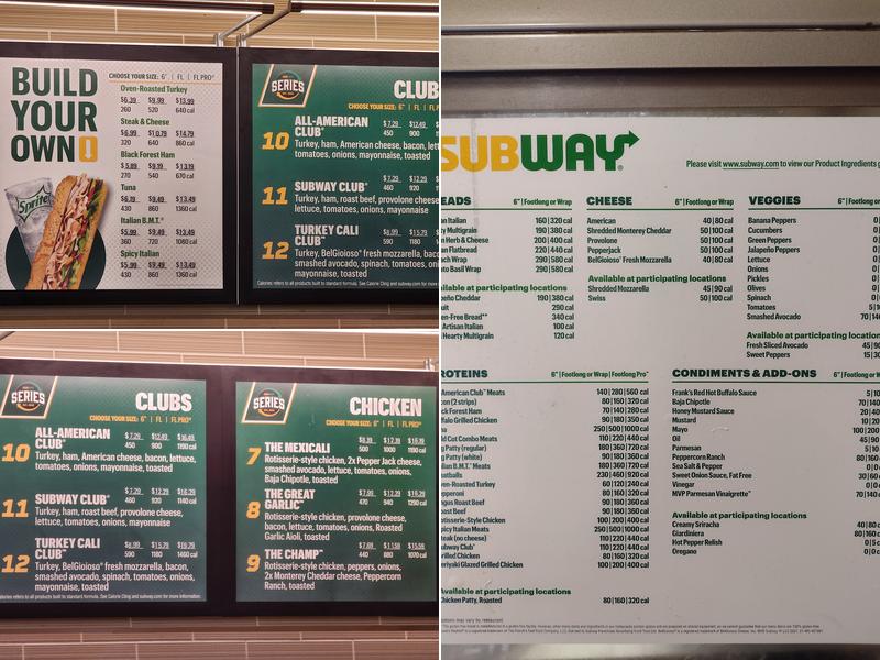 Subway Menu