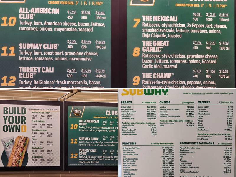 Subway Menu