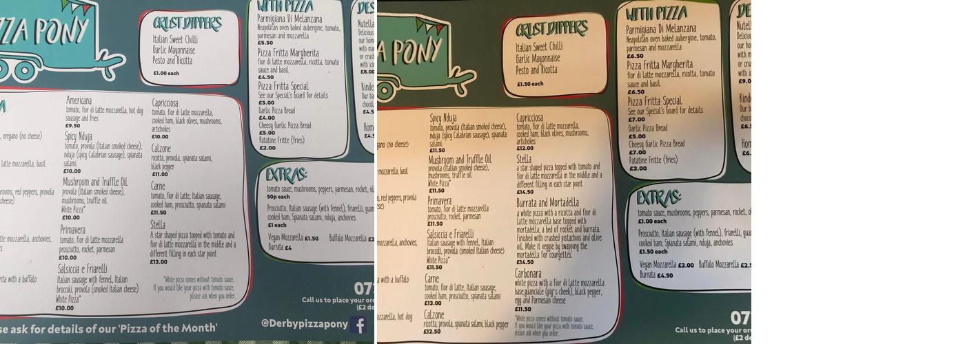 The Pizza Pony Menu