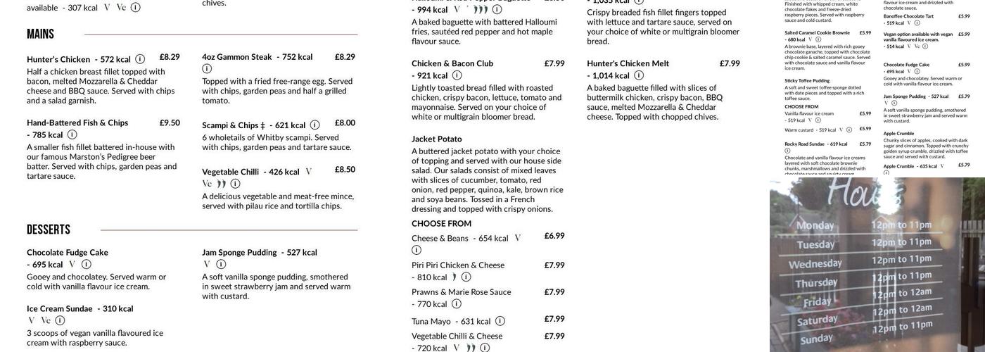 New Inn Menu