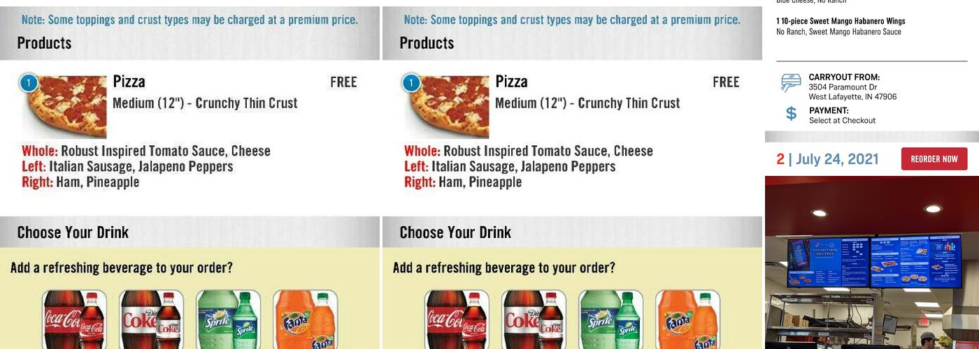 Domino's Pizza Menu