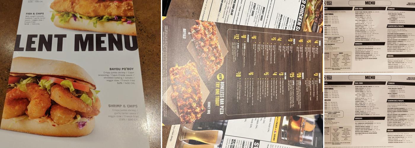 Buffalo Wild Wings Menu