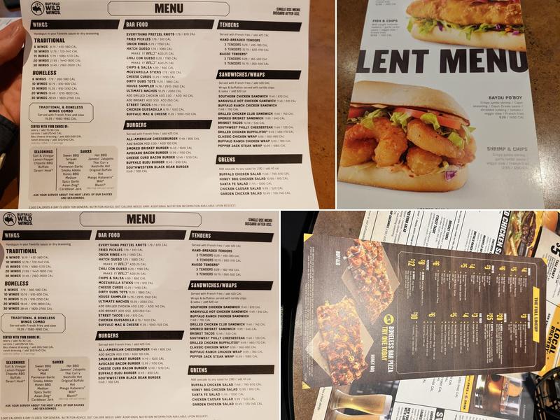 Buffalo Wild Wings Menu