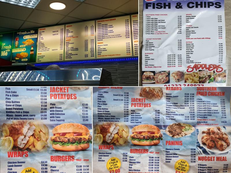 Saddlers Fish & Chips Menu