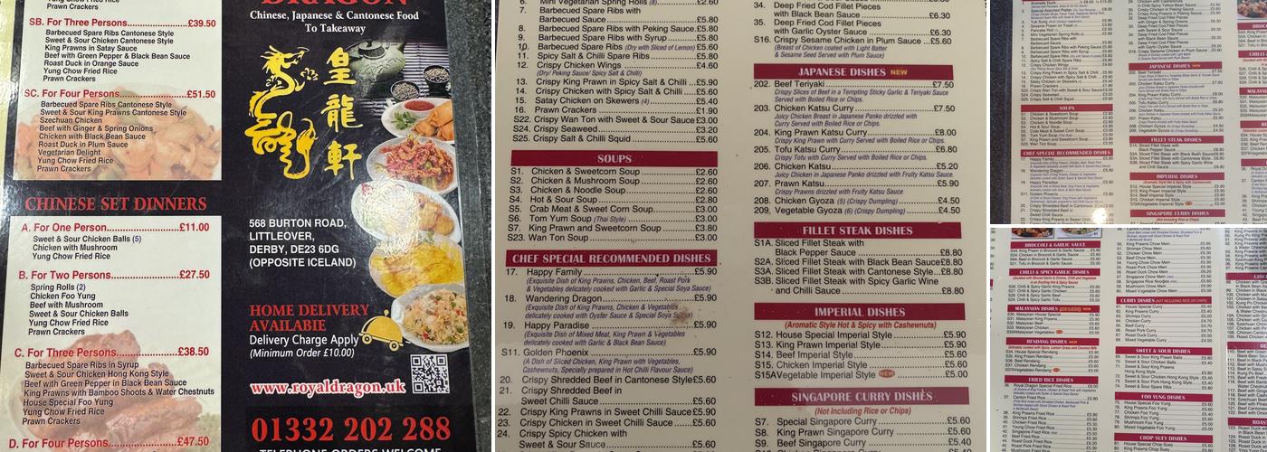 The Royal Dragon Chinese Takeaway Menu