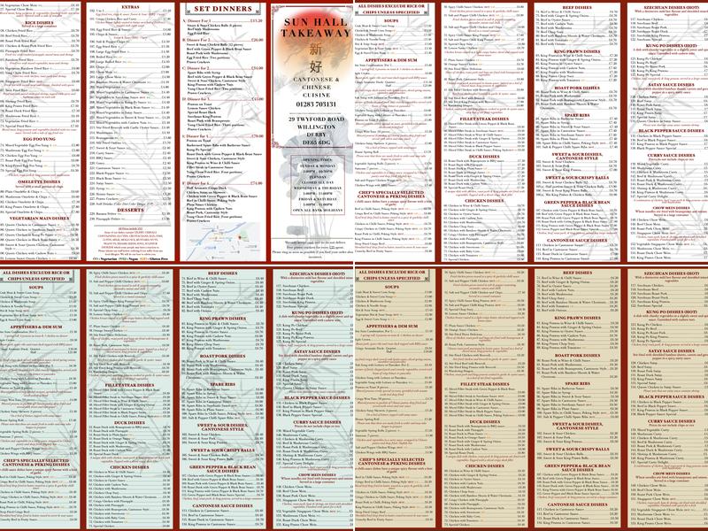 Willington Chinese Menu