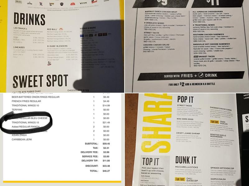 Buffalo Wild Wings Menu
