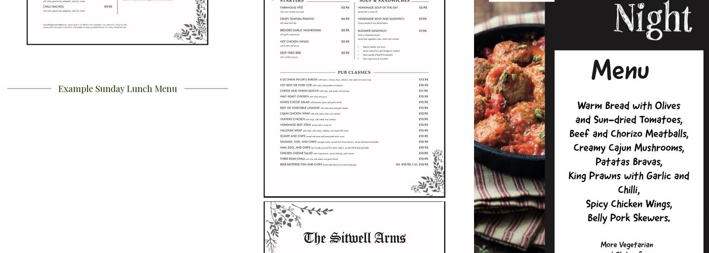 The Sitwell Arms Menu