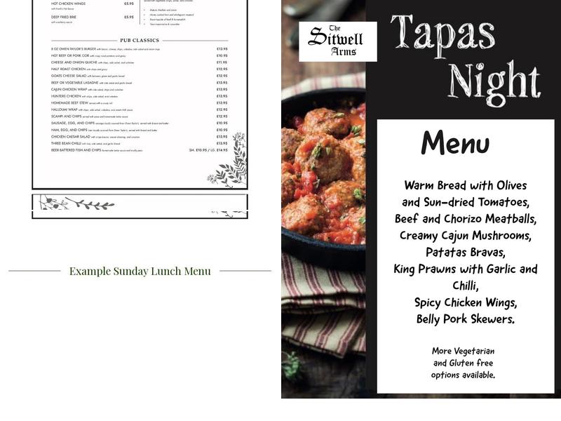The Sitwell Arms Menu