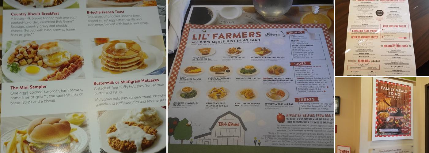 Bob Evans Menu