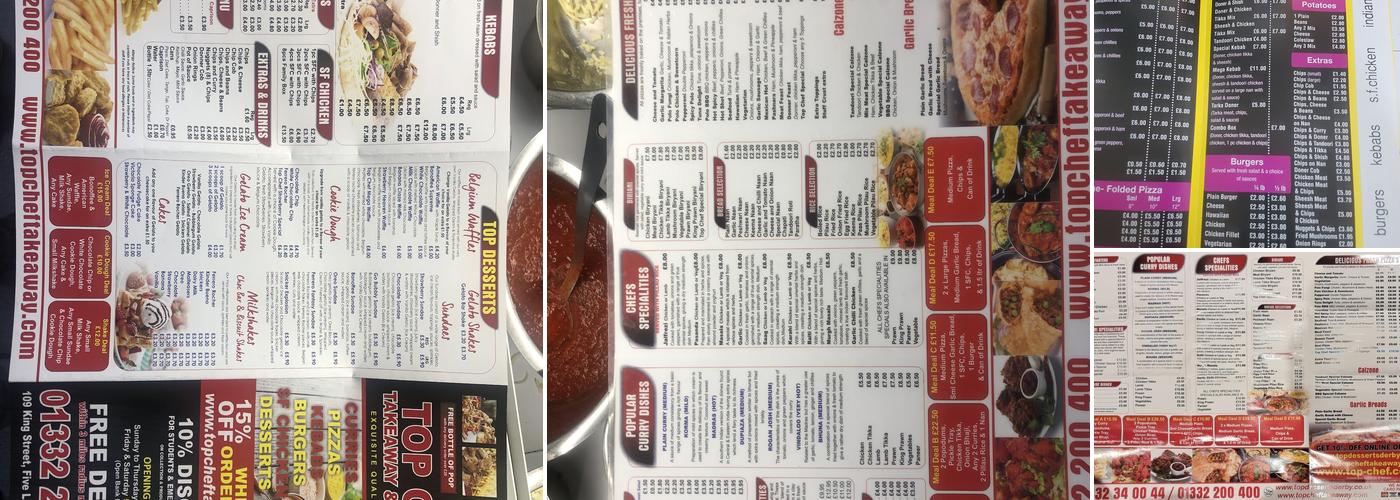 Top Chef Takeaway & Deserts LTD Menu