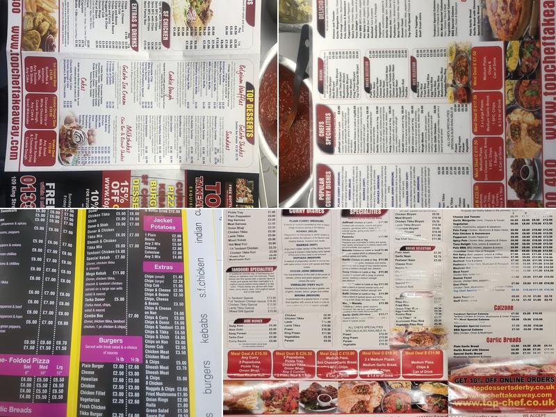 Top Chef Takeaway & Deserts LTD Menu