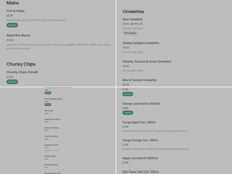Derbion Food Terrace Menu