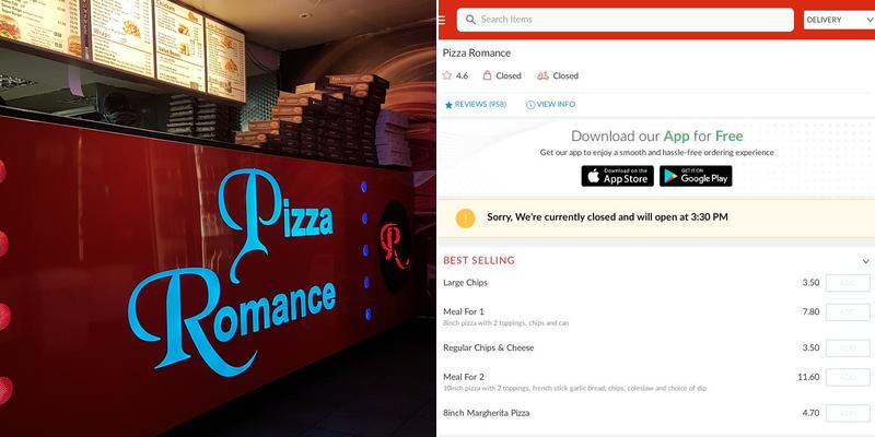 Pizza Romance Menu