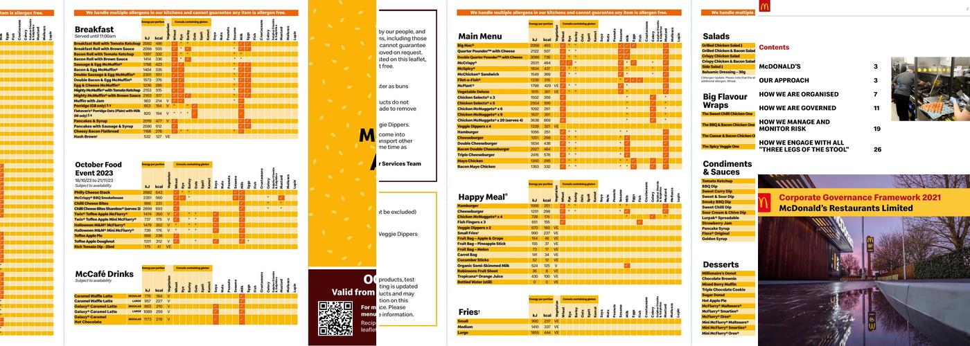 McDonald's Drivers Only pickup Menu