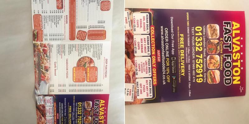 Alvaston Fast Foods Menu