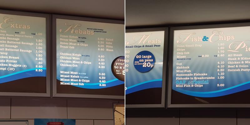 Sussex Circus Fish Bar Menu