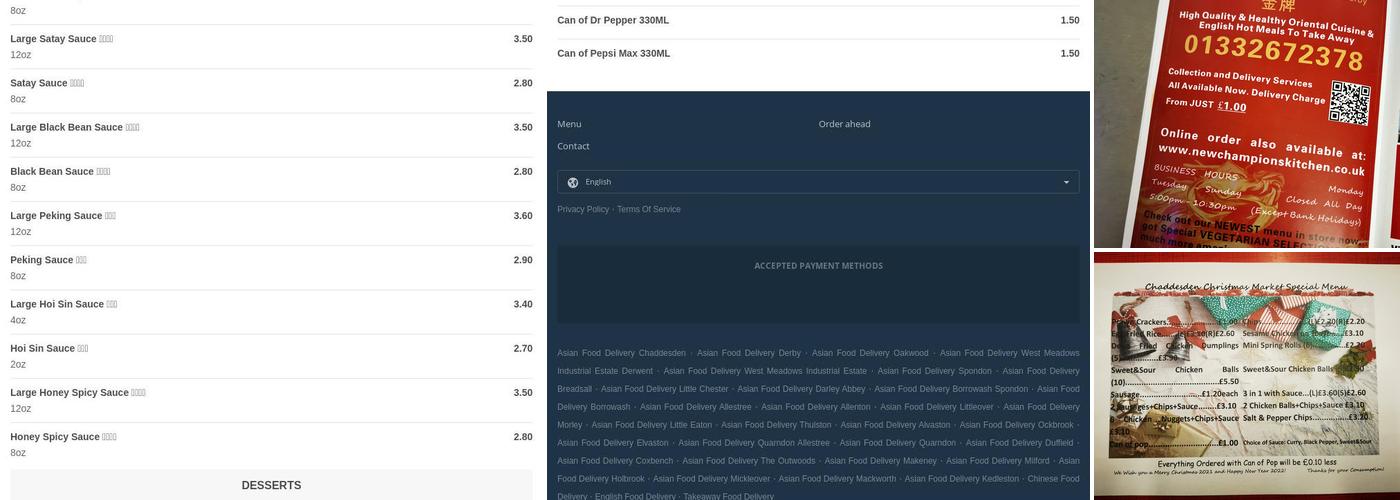 New Champions’ Kitchen Menu
