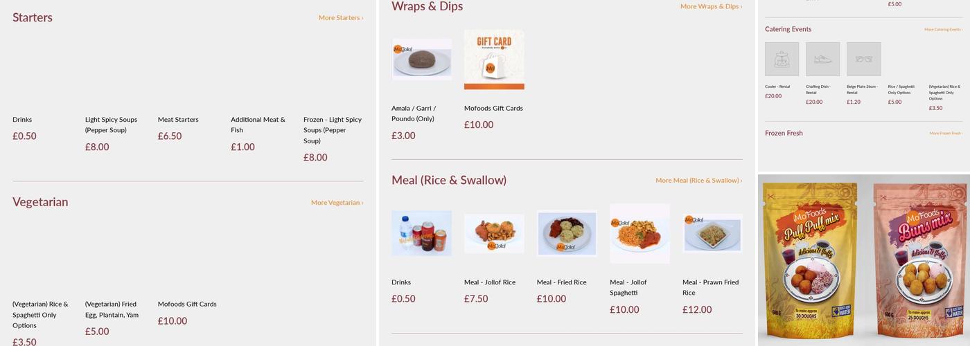MoFoods MoJollof UK - African Food Derby Menu