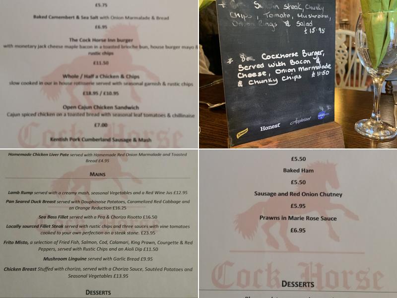 The Cock Horse Inn Menu