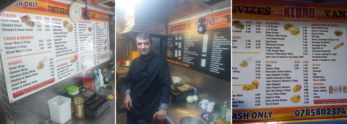 Devizes Kebab Van Menu