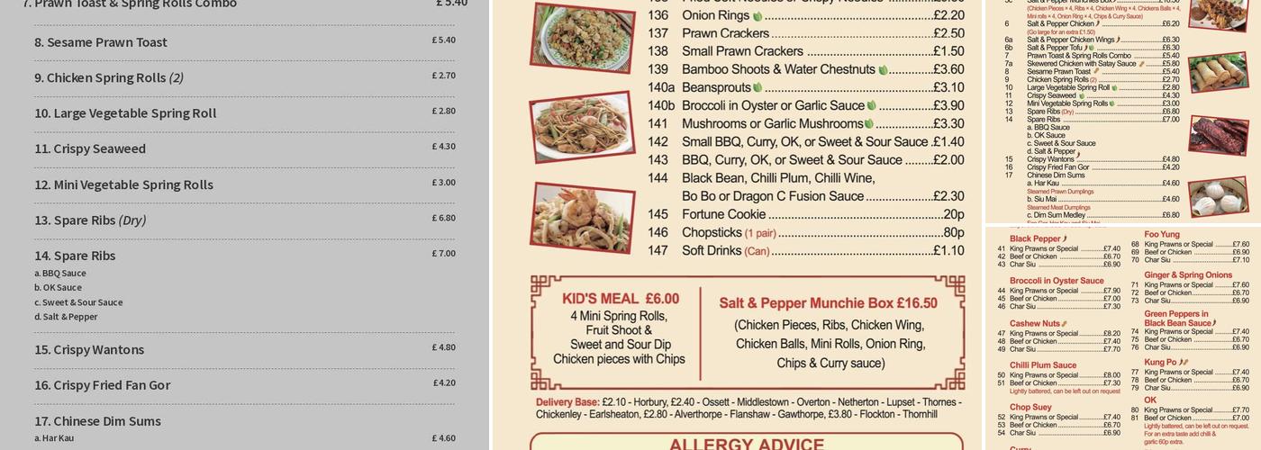 Dragon C Chinese Takeaway Menu