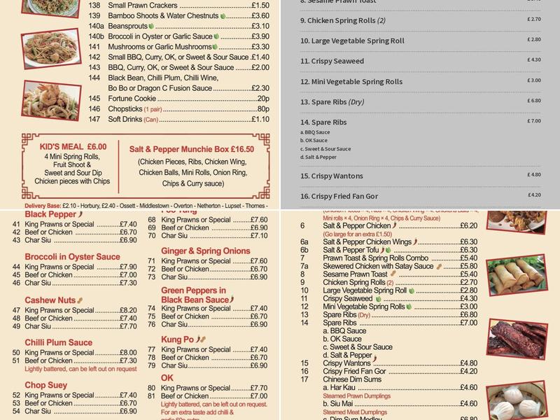 Dragon C Chinese Takeaway Menu