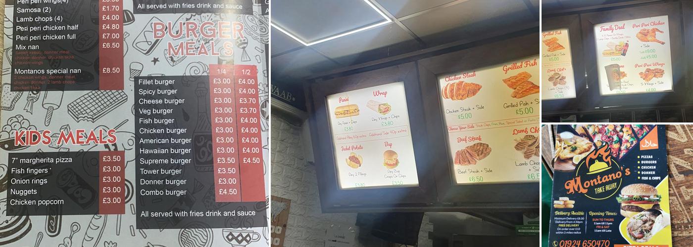 Montano’s Takeaway Menu