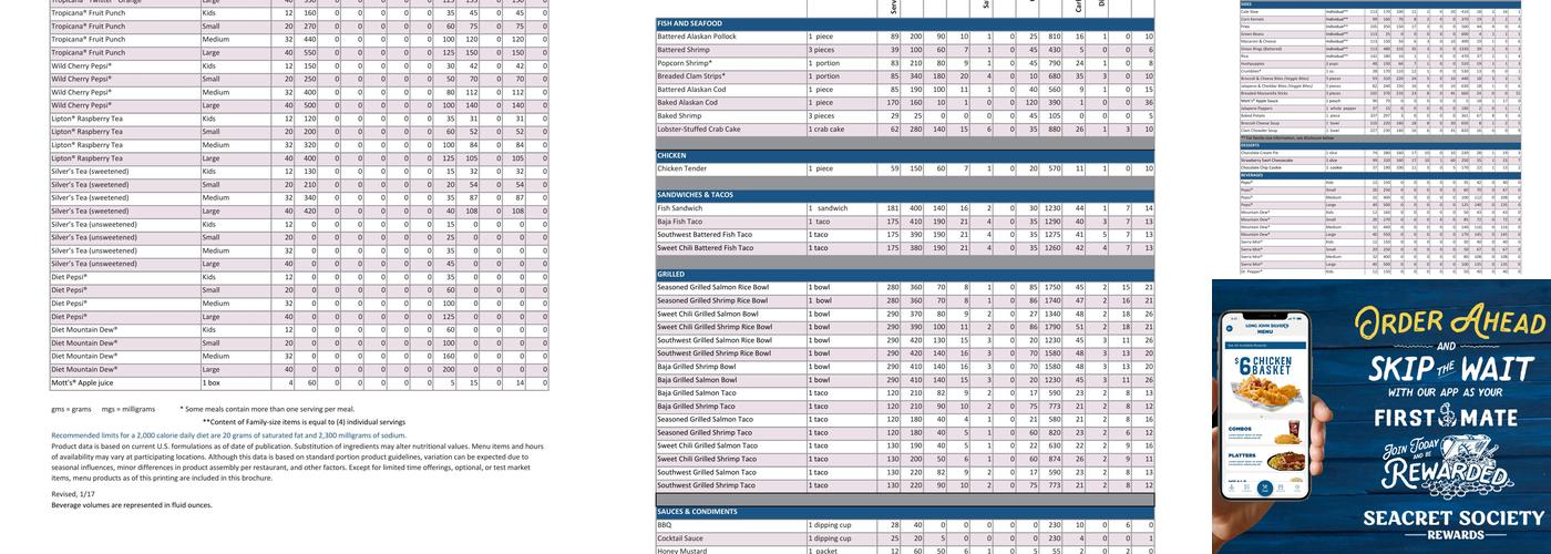 Long John Silver's Menu