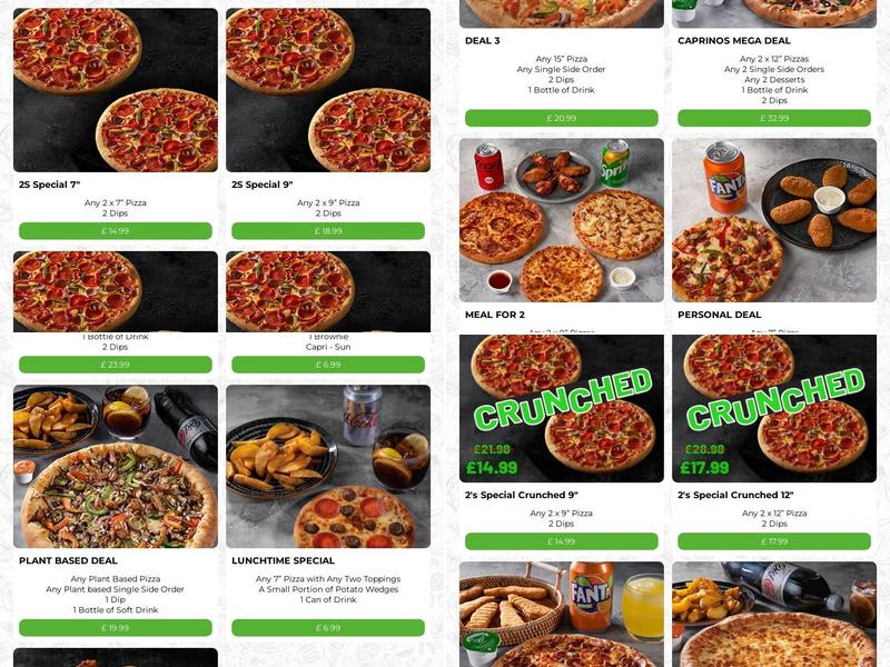 Caprinos Pizza Didcot Menu